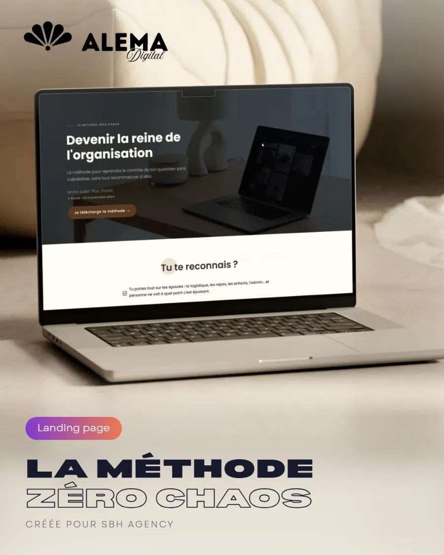 Landing page de SBH Agency présentée sur un ordinateur portable